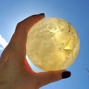 Large Honey Calcite Sphere Full of Rainbows